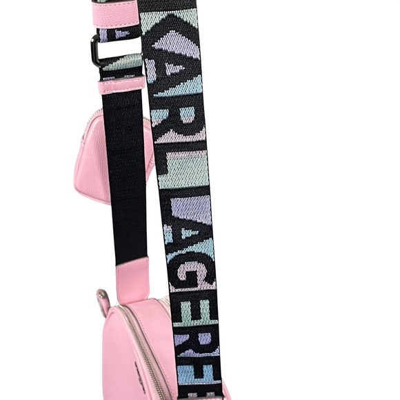 NEW Karl Lagerfeld Maybelle Pink Leather Camera Crossbody Bag Pouch Color Strap - Picture 4 of 17